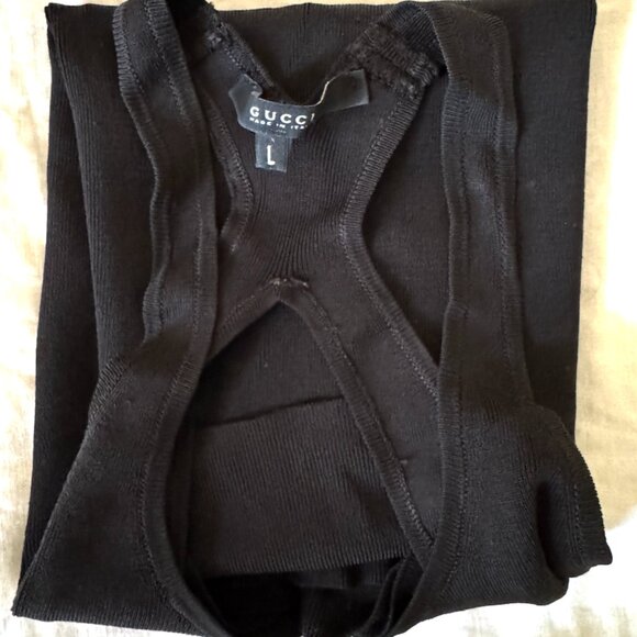 GUCCI Tom Ford Stretch Ribbed Knit Racerback Criss Cross Tank Top S/S 1998 Sz L - Picture 4 of 6